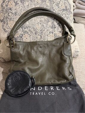 Wanderers Petite Toulouse Olive Leather Satchel + Coin Pouch + Dust Bag EUC